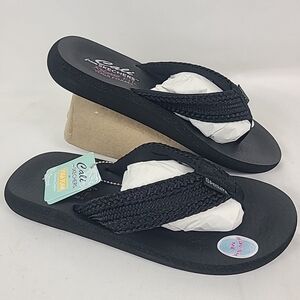 NEW Skechers Women's Asana Valley Chic Flip Flop Sandals Black Sz 8